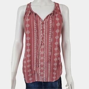 Sonoma Diamond Shape Print Sleeveless V-Neck Top With Front Ties Size S